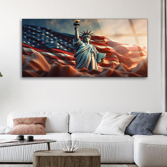 Statue of Liberty with American Flag: A Patriotic Art Tribute