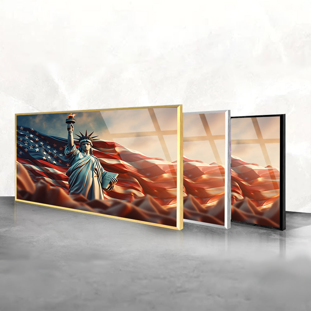 Statue of Liberty with American Flag: A Patriotic Art Tribute