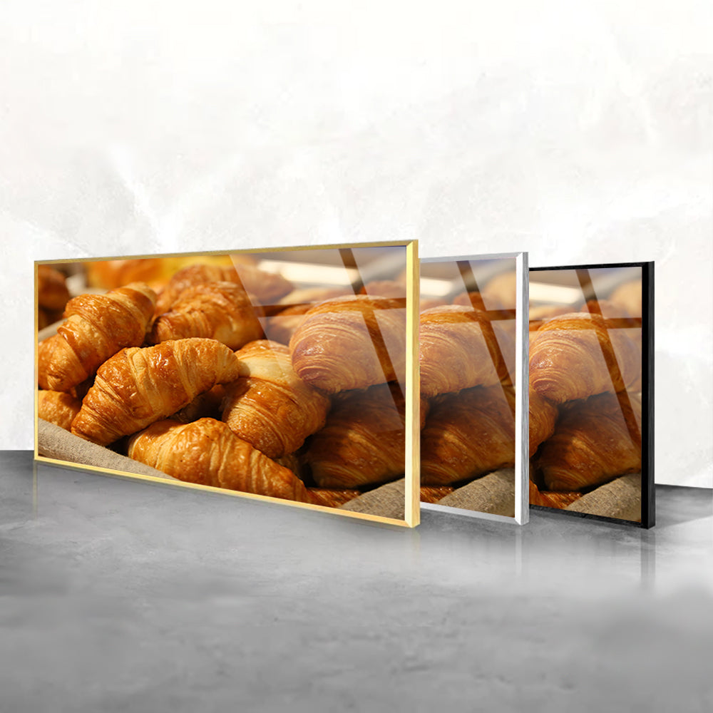 Croissants Kitchen Elegance: Glass Wall Art