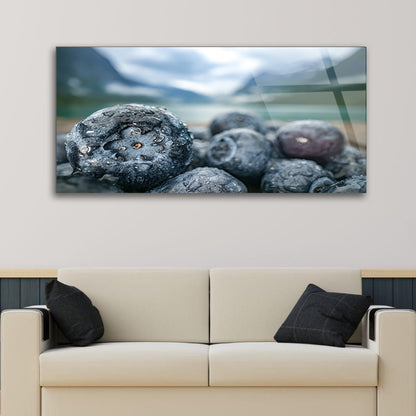 Blueberries on Dark: Tempered Glass Spoon Art