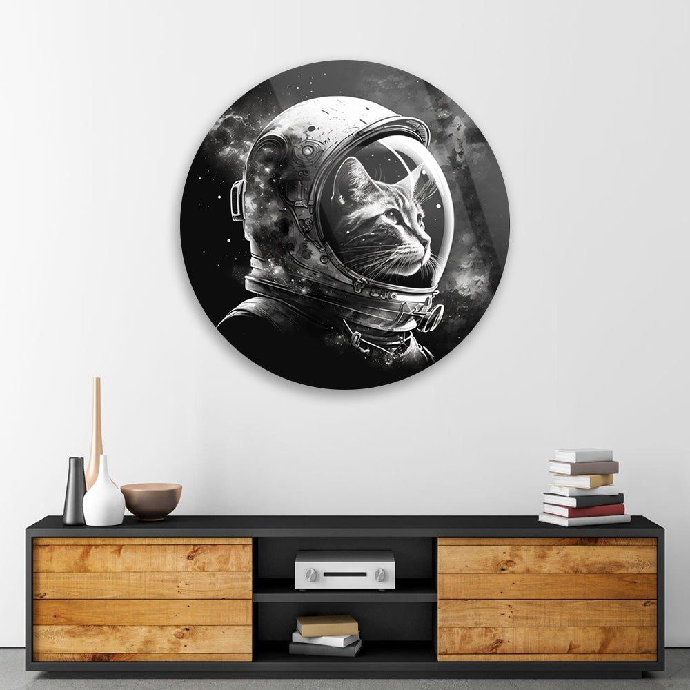 Cosmic Cat Odyssey Tempered Glass Art