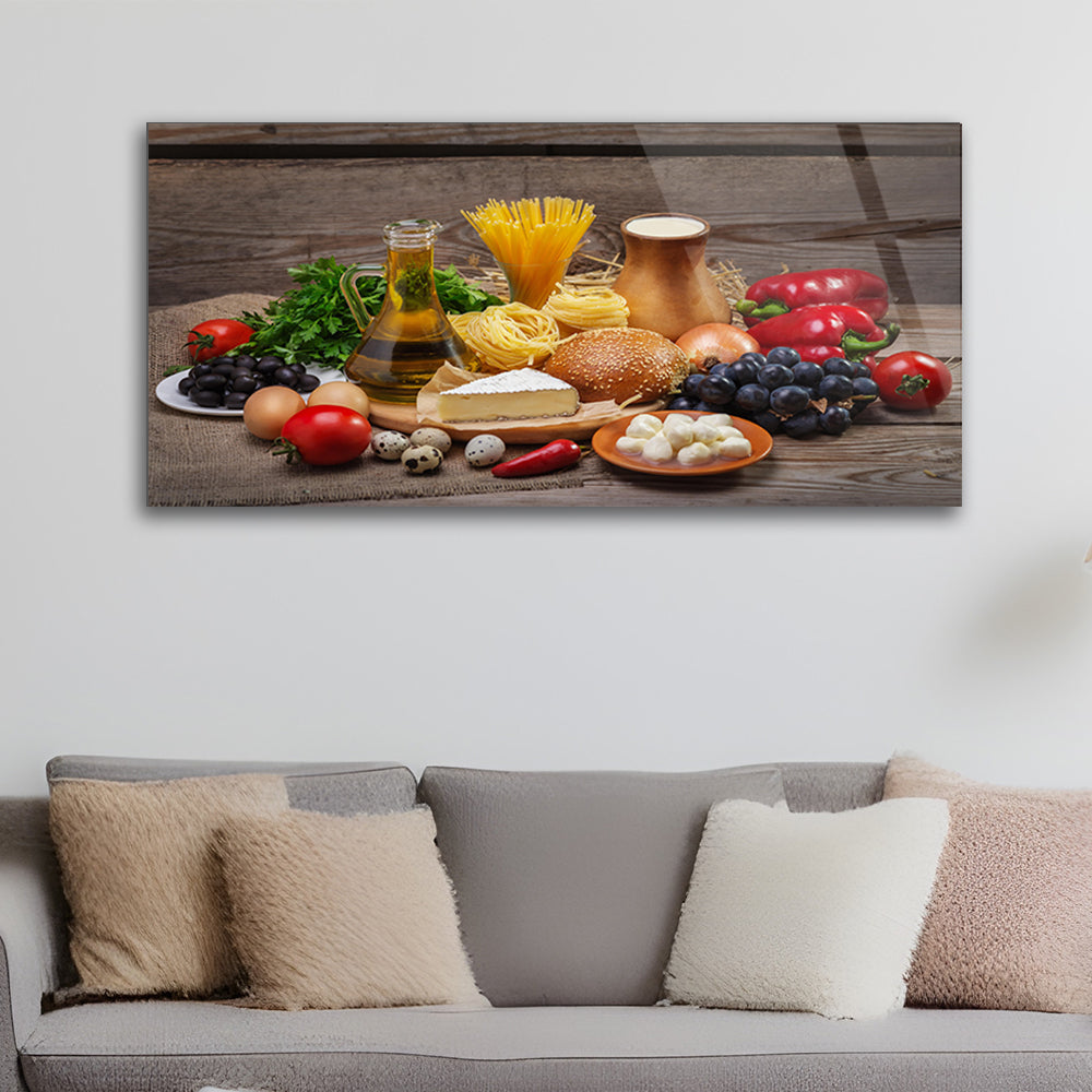 Food and Vegetables Art on Tempered Glass