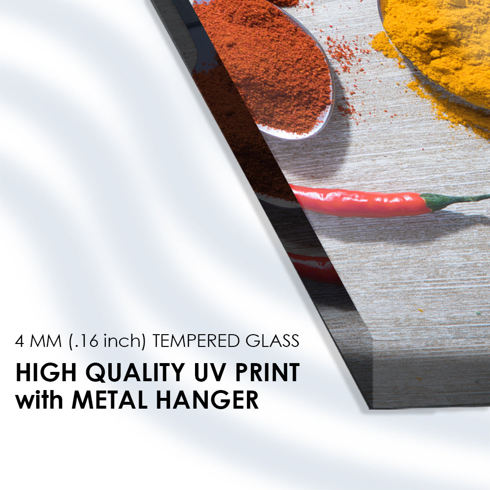 Aromatic Spice Symphony: Tempered Glass Wall Decor