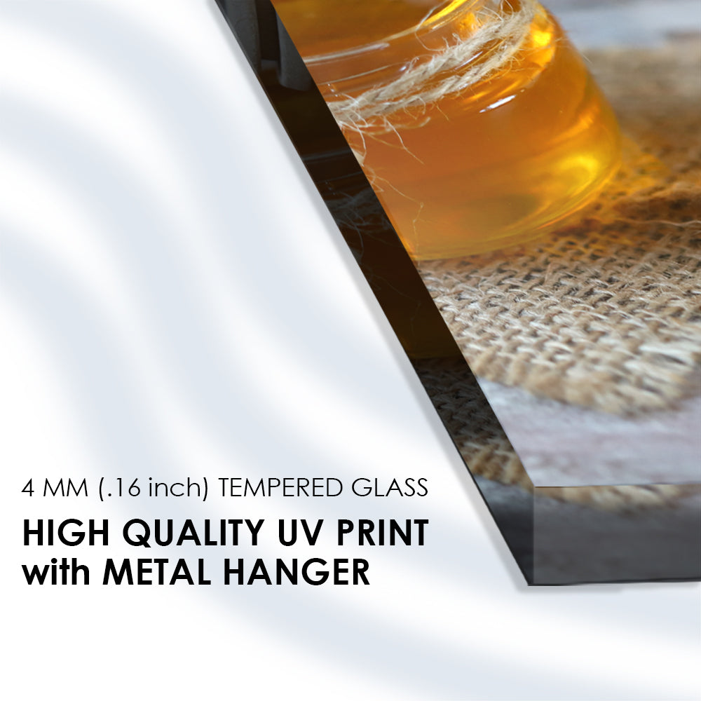 Honey Flow: Tempered Glass Frame with Dipper