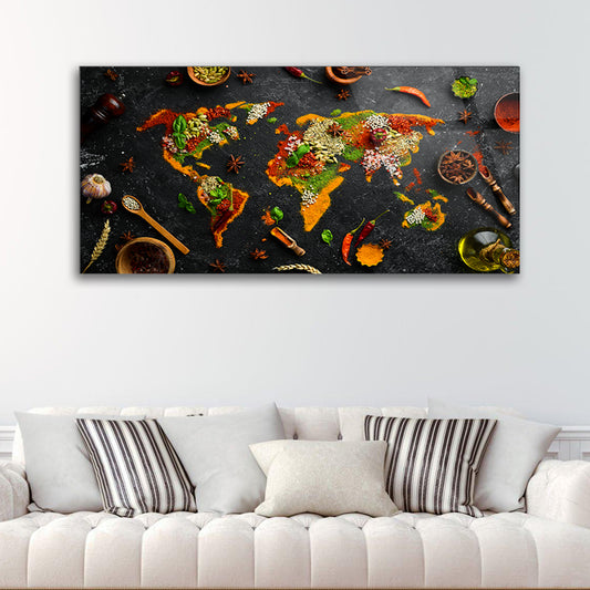 Global Spice Journey: Tempered Glass Kitchen World Map