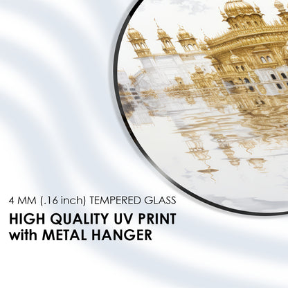 Sacred Golden Temple Glass Wall Art