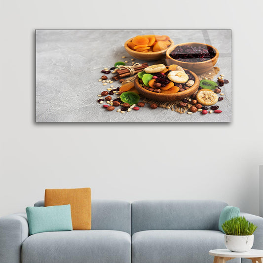 Mixed Dried Fruits Captured: Tempered Glass Kitchen Frame