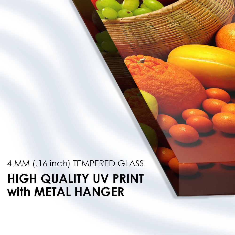 Assorted Fruits Temptation: Tempered Glass Kitchen Frame