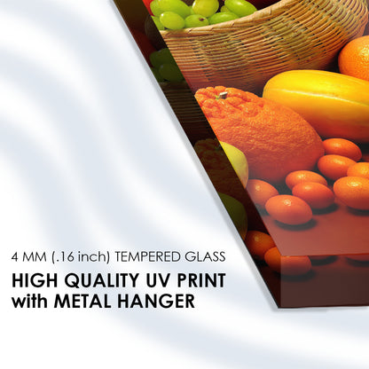 Assorted Fruits Temptation: Tempered Glass Kitchen Frame