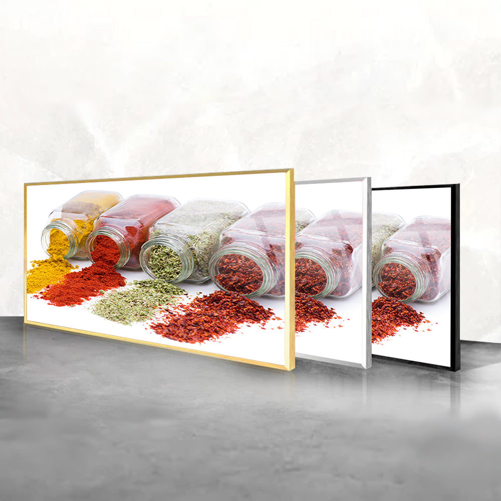 Artistic Spice Array: Tempered Glass Kitchen Frame