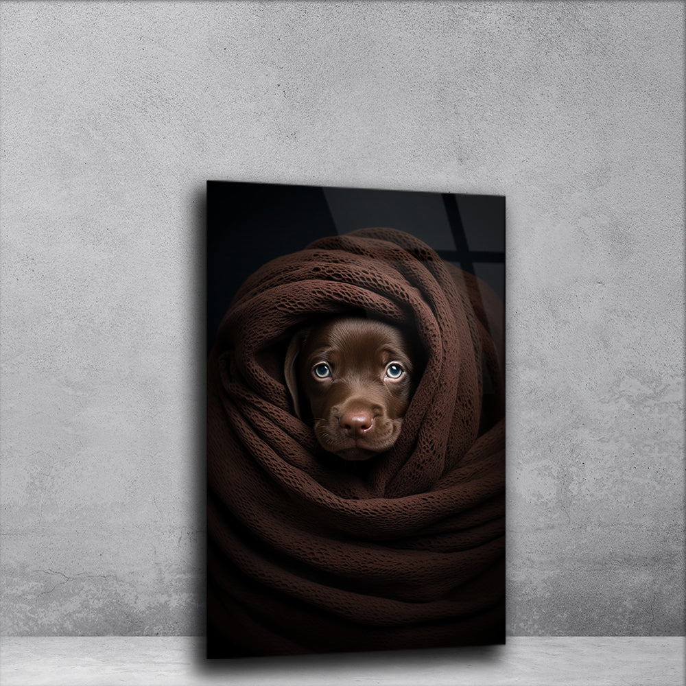 Wet Dog Elegance: Brown Wet Dog on Glass Wall Decor