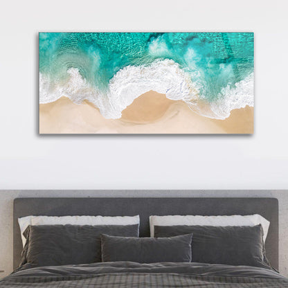 Beach and Waves Serenity: Blissful Coastal Scene in a Glass Frame