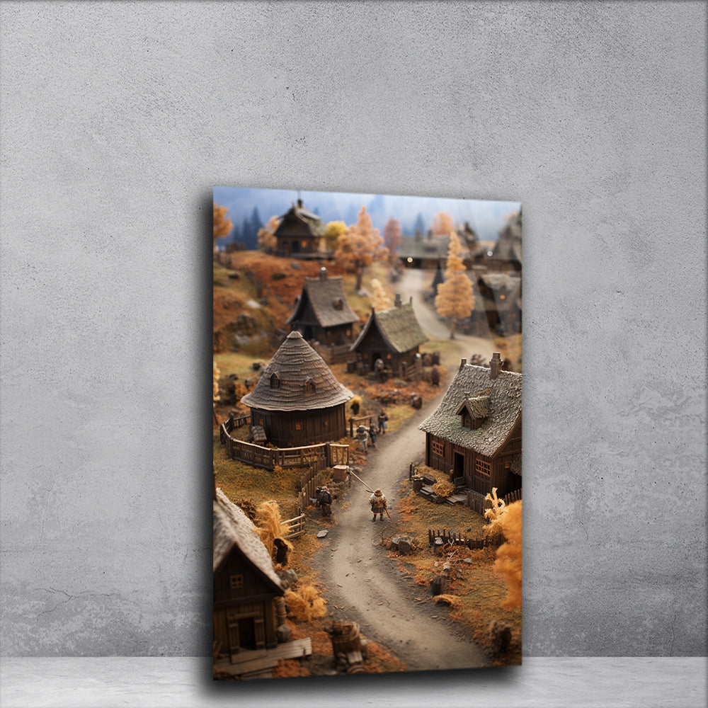 Enchanted Village: Small Village with Forest on Glass