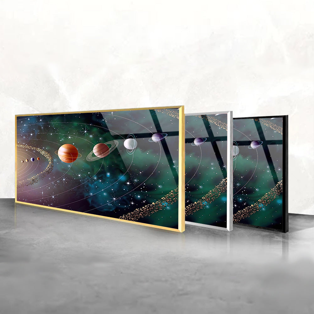 Planets in Space: Celestial Scenes Framed in Glass