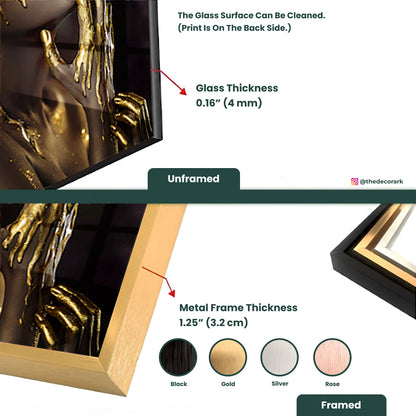 Golden Goddess: Tempered Glass Art of a Fashionable Woman