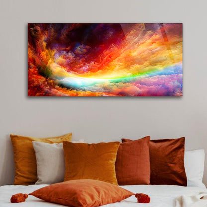 Colorful Clouds Painting: Artful Sky Scene on Glass