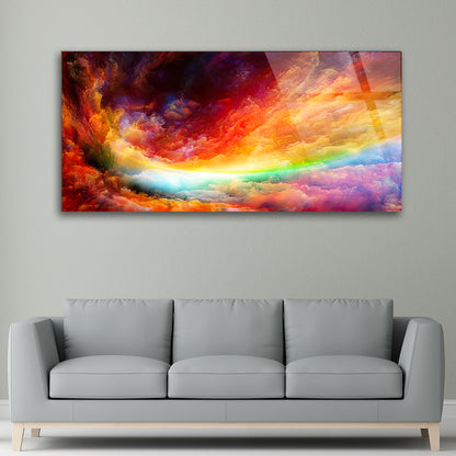 Colorful Clouds Painting: Artful Sky Scene on Glass