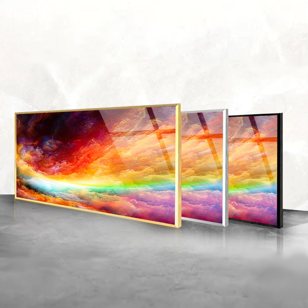 Colorful Clouds Painting: Artful Sky Scene on Glass