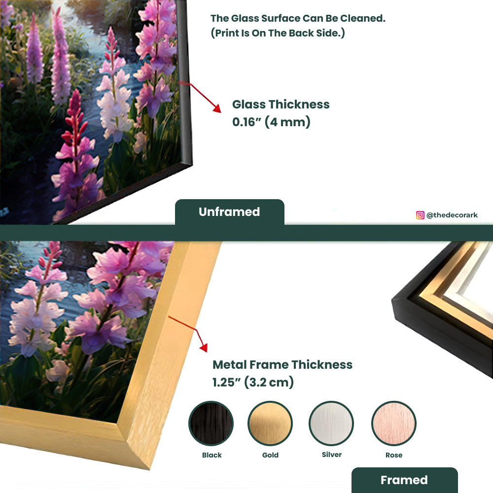 Lupin Sunset Serenade: Flowers and Sunset on Glass