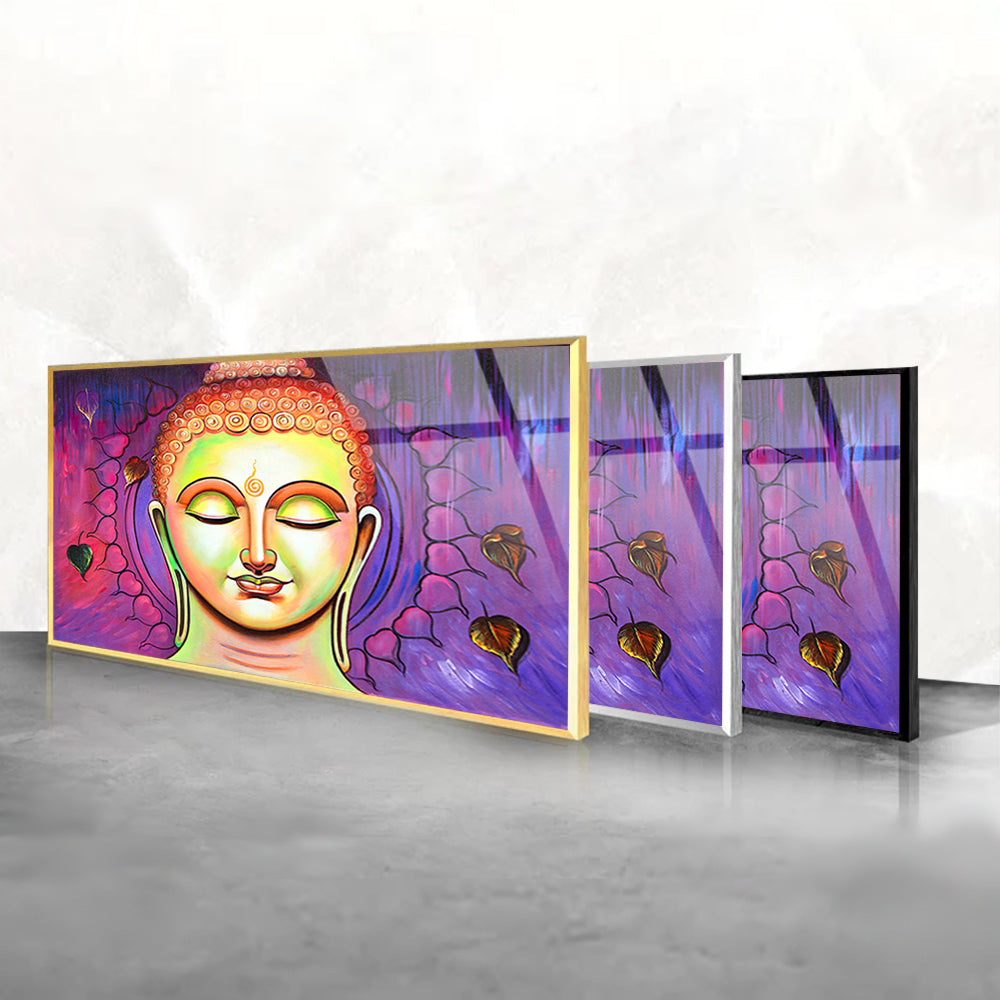 Serene Beauty of Lord Buddha Captured in an Elegant Glass Frame