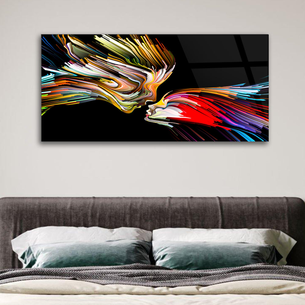 Abstract Color Streaks Delight in a Glass Frame Design