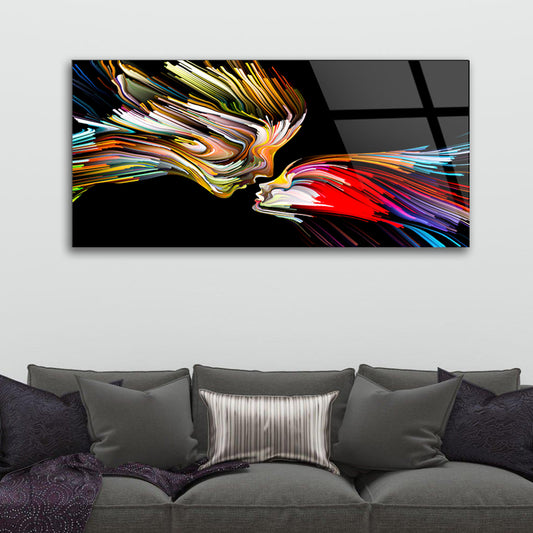 Abstract Color Streaks Delight in a Glass Frame Design