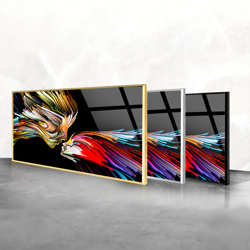 Abstract Color Streaks Delight in a Glass Frame Design