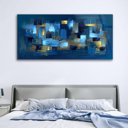 Dive into Multicolor Abstract Bliss with Blue and Gold Painting