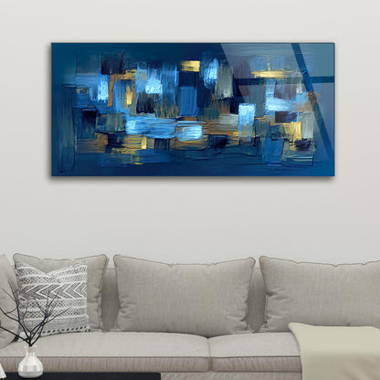 Dive into Multicolor Abstract Bliss with Blue and Gold Painting