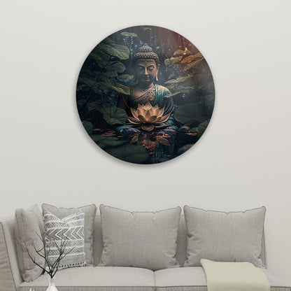 Lotus Serenity Pond Tempered Glass Art