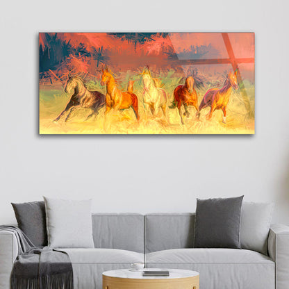 Elegance in Motion: Running Horses Captured in Glass Frame