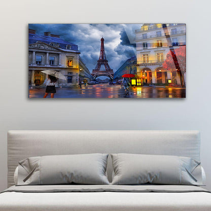 Eiffel Tower Impression Illuminated in a Glass-Framed Painting