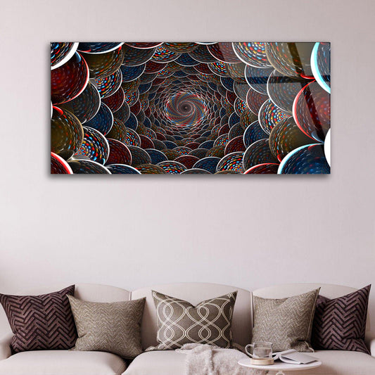 Colorful Harmony of Curve Shapes in Abstract Art on Glass