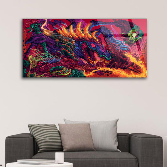 Dragon's Presence Illuminated through Painting Art on Glass