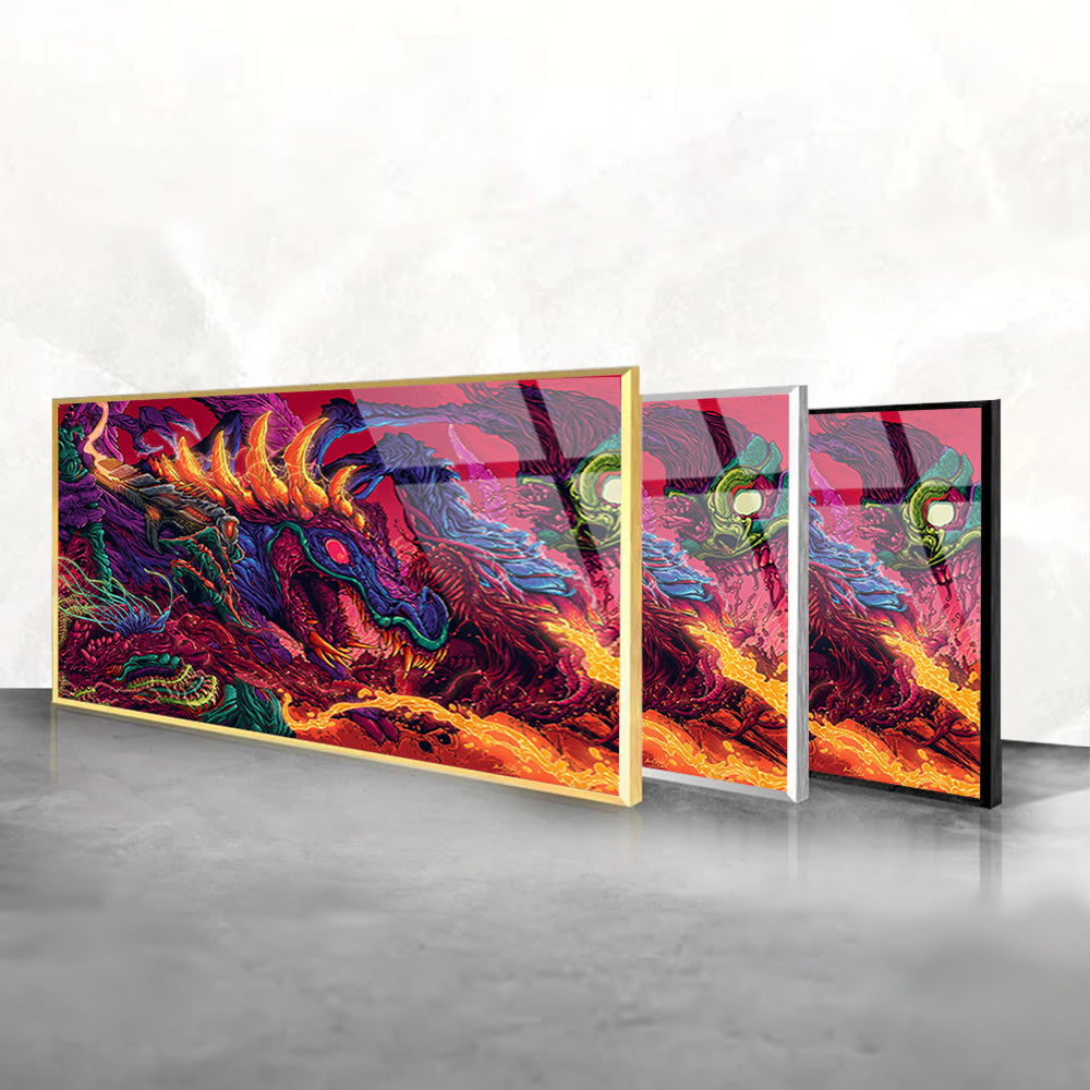 Dragon's Presence Illuminated through Painting Art on Glass