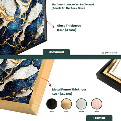 Radiance Illuminating Space: Gold Marble Wall Art on Glass