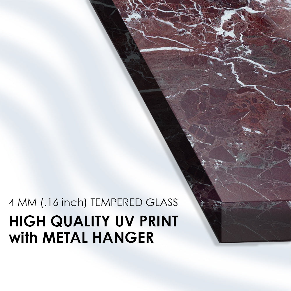 Rich Hues Displayed: Burgundy Marble Art on Glass Frame