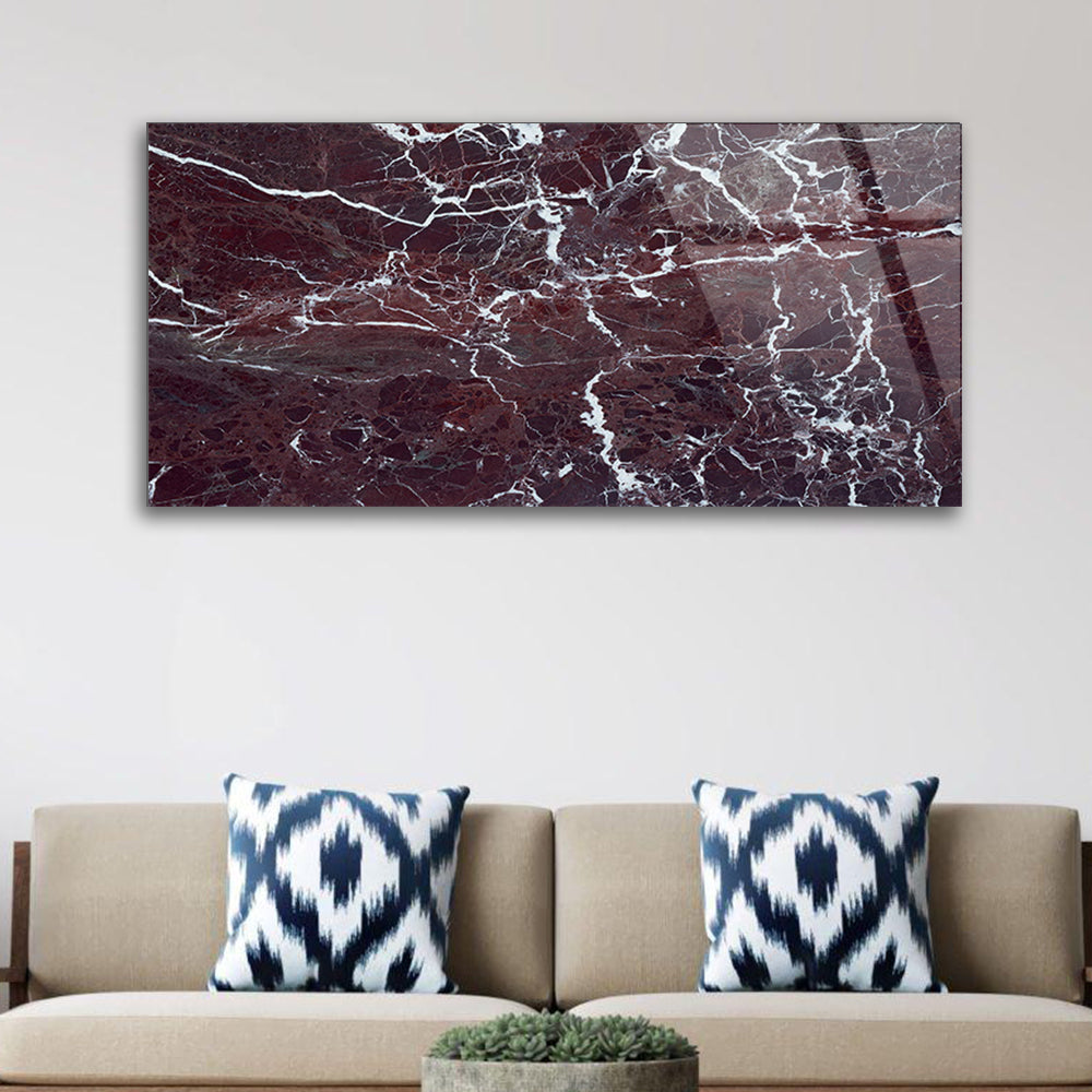 Rich Hues Displayed: Burgundy Marble Art on Glass Frame