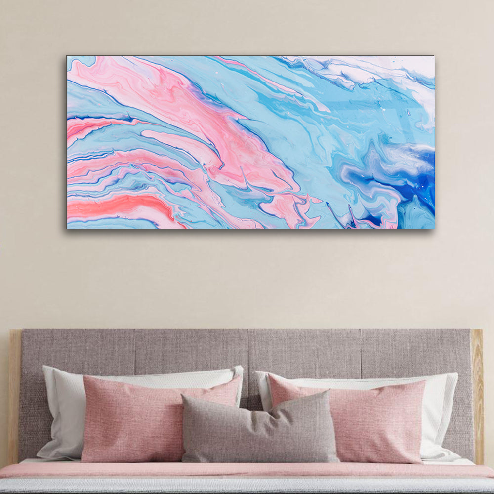 Dynamic Movement: Fluid Abstract Marbleized Art on Glass Frame