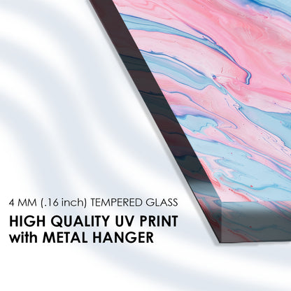 Dynamic Movement: Fluid Abstract Marbleized Art on Glass Frame