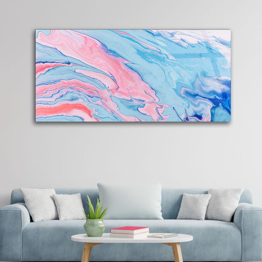 Dynamic Movement: Fluid Abstract Marbleized Art on Glass Frame