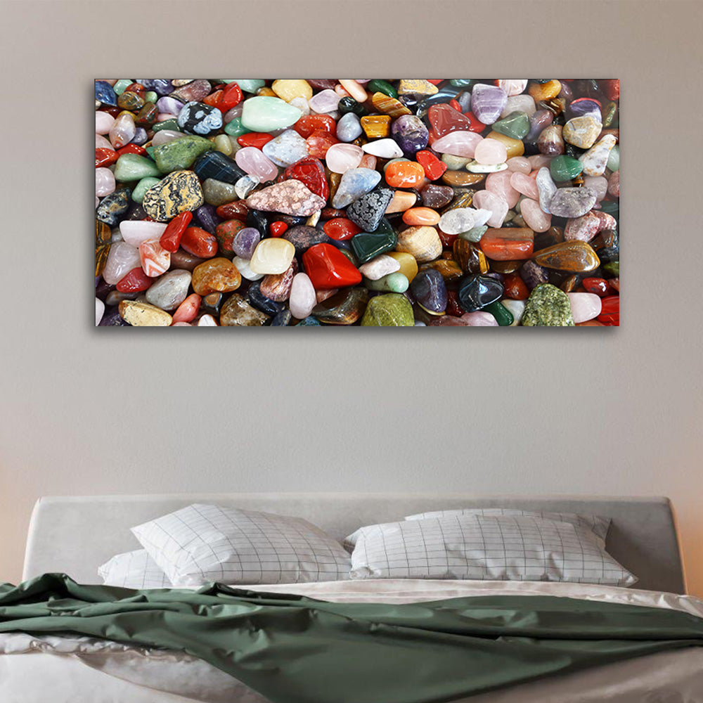 Dazzling Display: Assorted Mix Gemstones Art on Glass