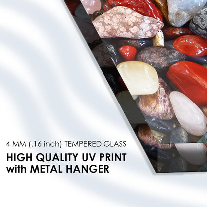 Dazzling Display: Assorted Mix Gemstones Art on Glass