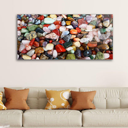 Dazzling Display: Assorted Mix Gemstones Art on Glass