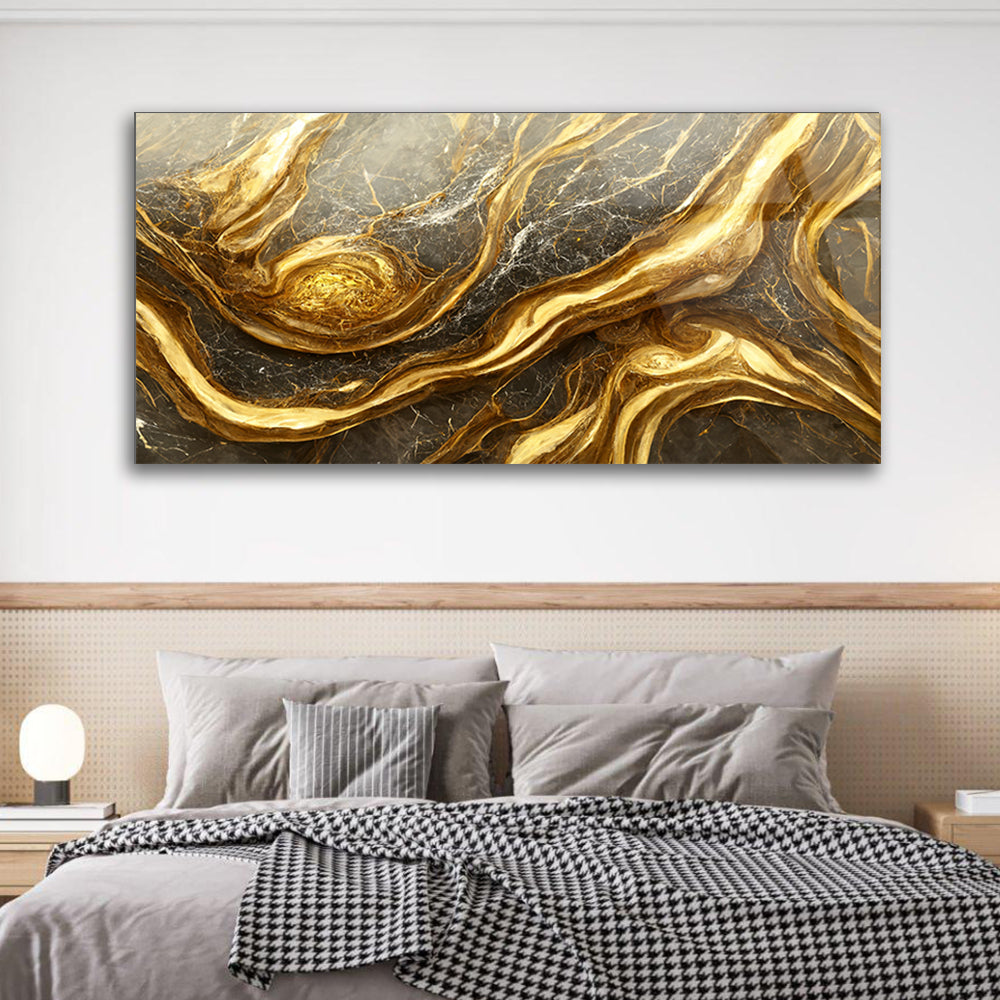 Luxurious Art on Glass: Travertine with Golden Veins Marble Texture