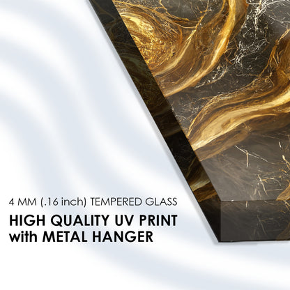 Luxurious Art on Glass: Travertine with Golden Veins Marble Texture