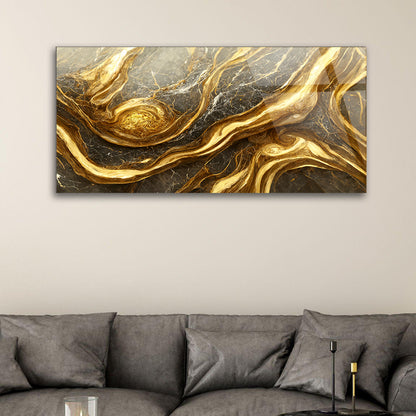 Luxurious Art on Glass: Travertine with Golden Veins Marble Texture