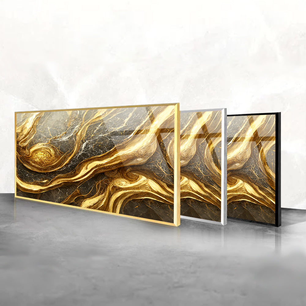 Luxurious Art on Glass: Travertine with Golden Veins Marble Texture