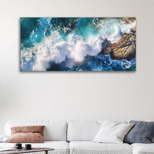 Oceanic Symphony: Waves in the Ocean Tempered Glass Wall Art