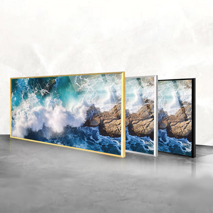 Oceanic Symphony: Waves in the Ocean Tempered Glass Wall Art